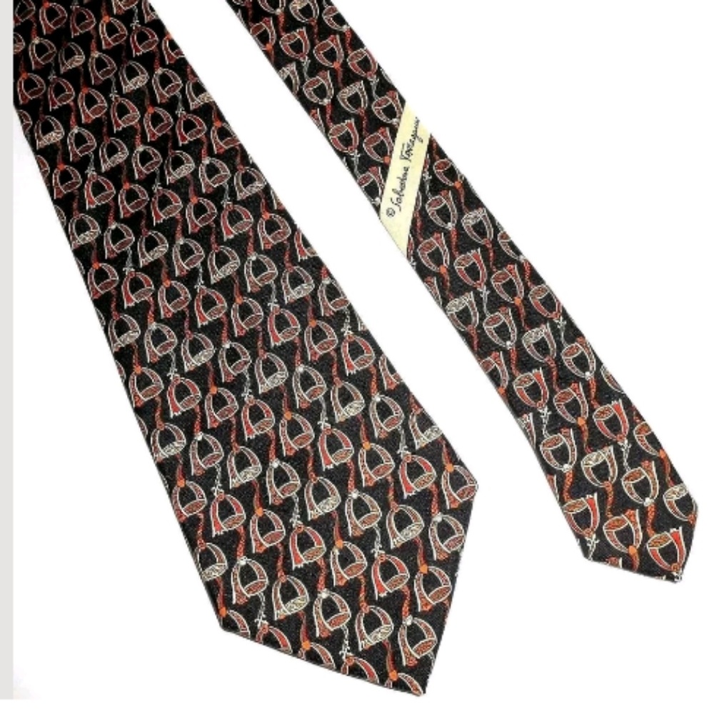 Salvatore Ferragamo Black Multicolor Printed Tie